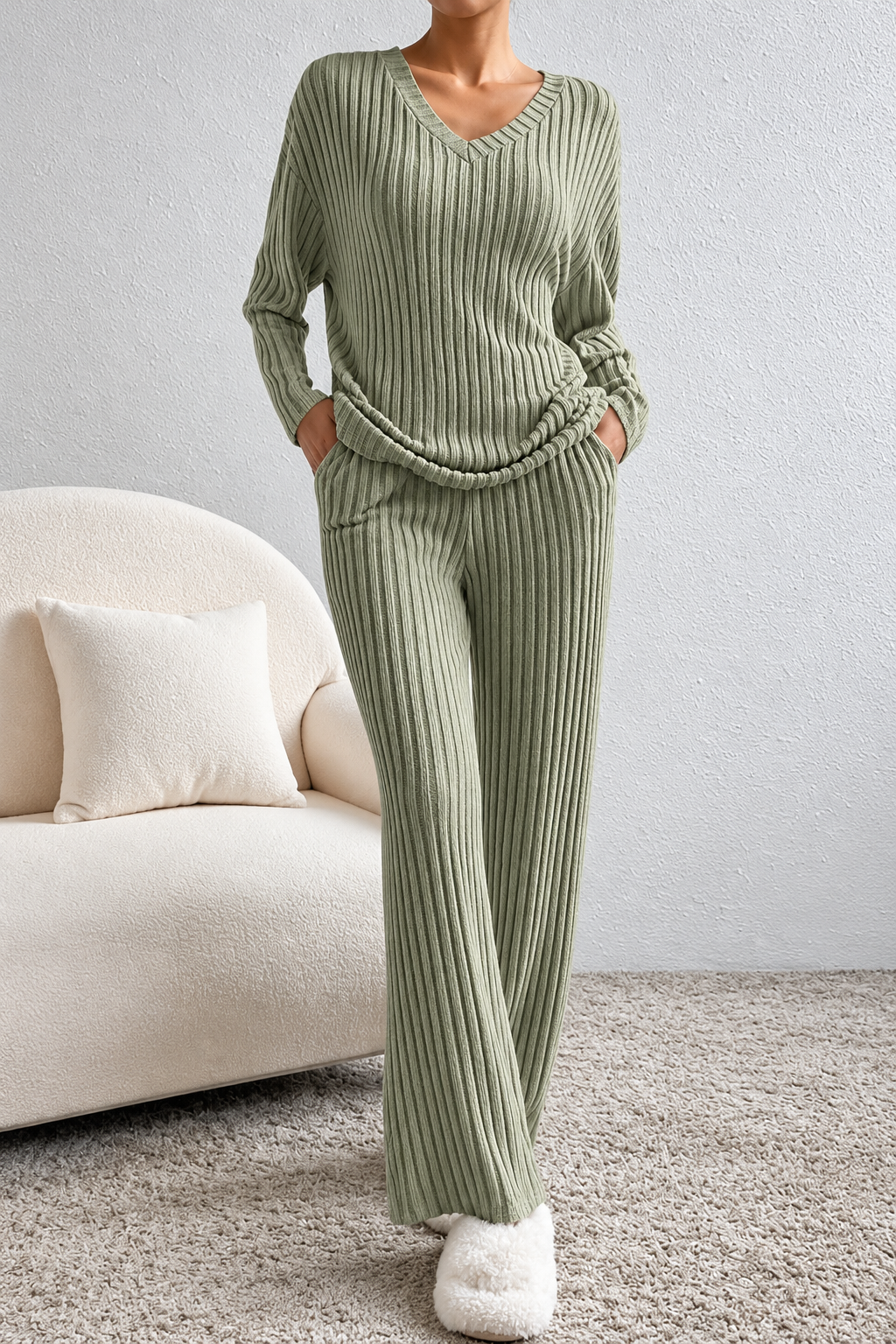 Ribbed Knit Lounge Set