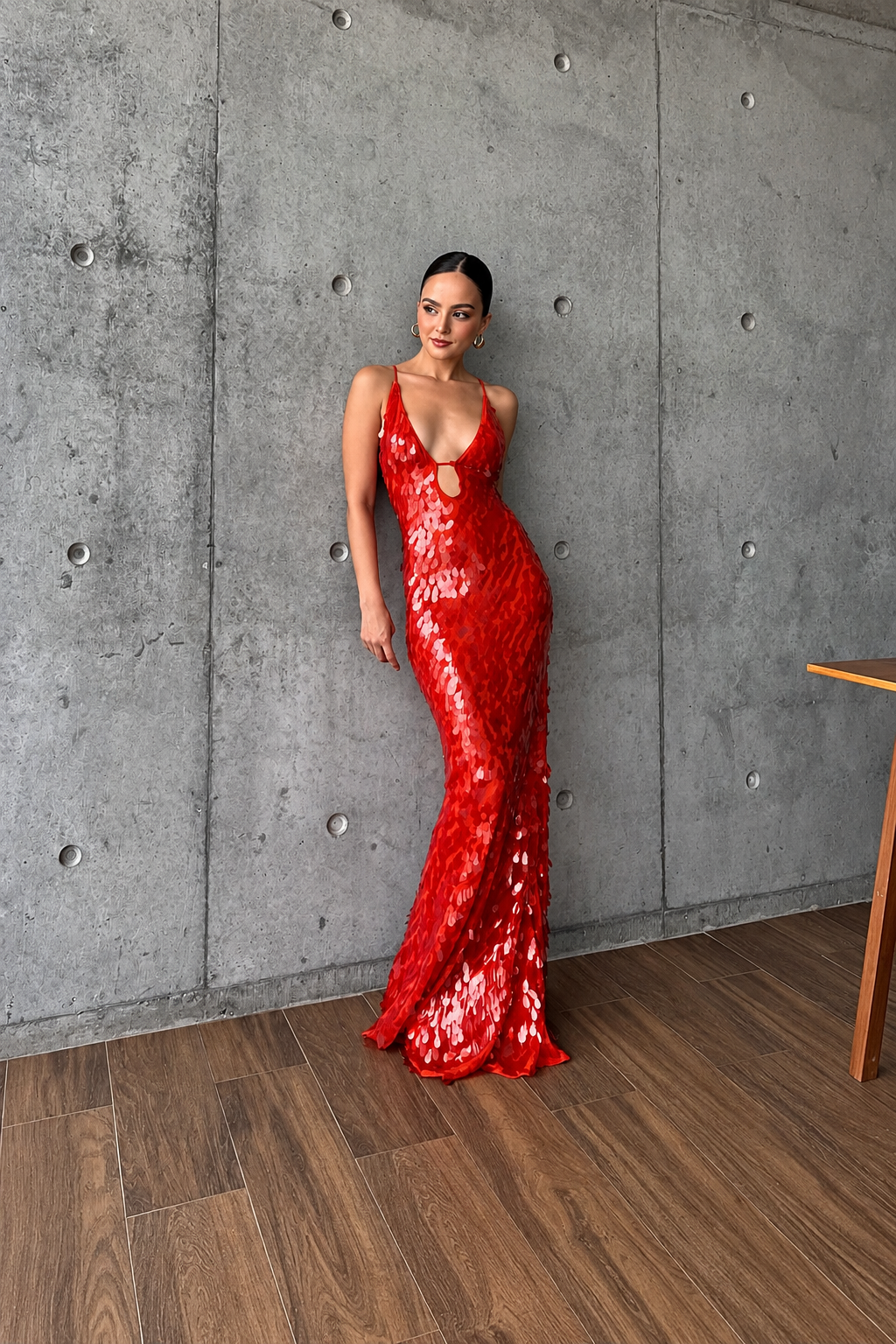 Sequin Cowl Neck Maxi Dress
