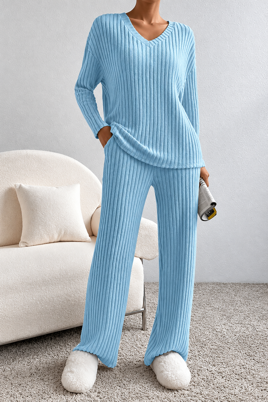 Ribbed Knit Lounge Set