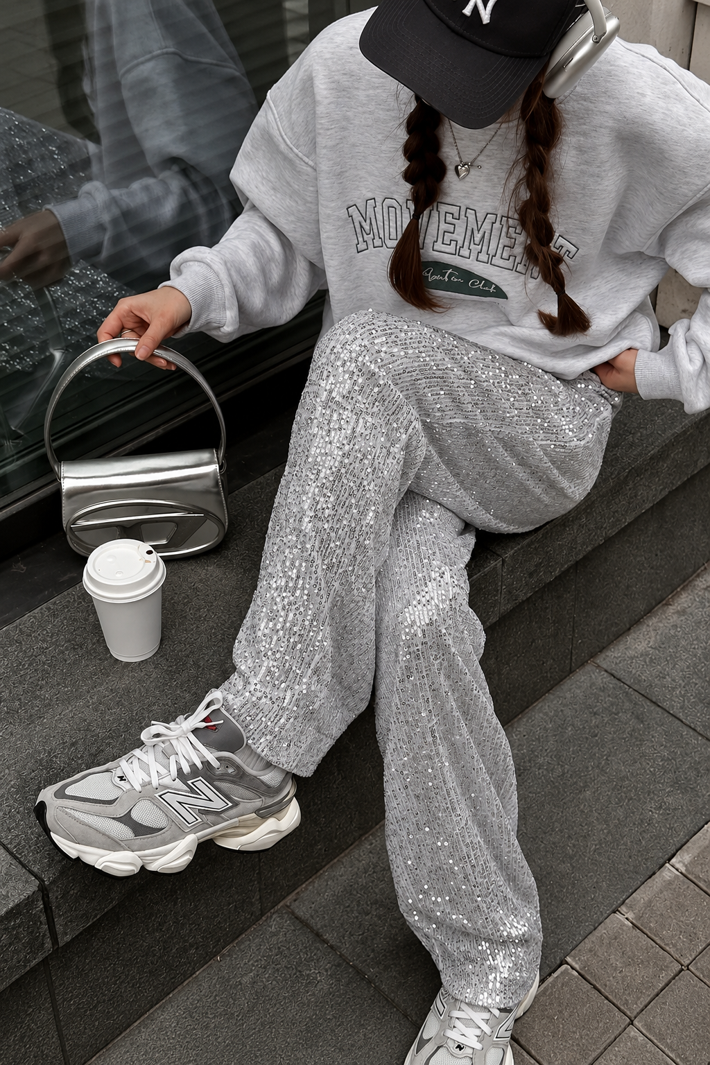 Sequin Wide-Leg Trousers