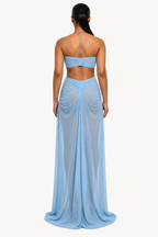 Draped Chain-Detail Cutout Maxi Dress