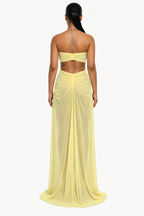 Draped Chain-Detail Cutout Maxi Dress