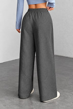 Ribbed Wide-Leg Drawstring Pants