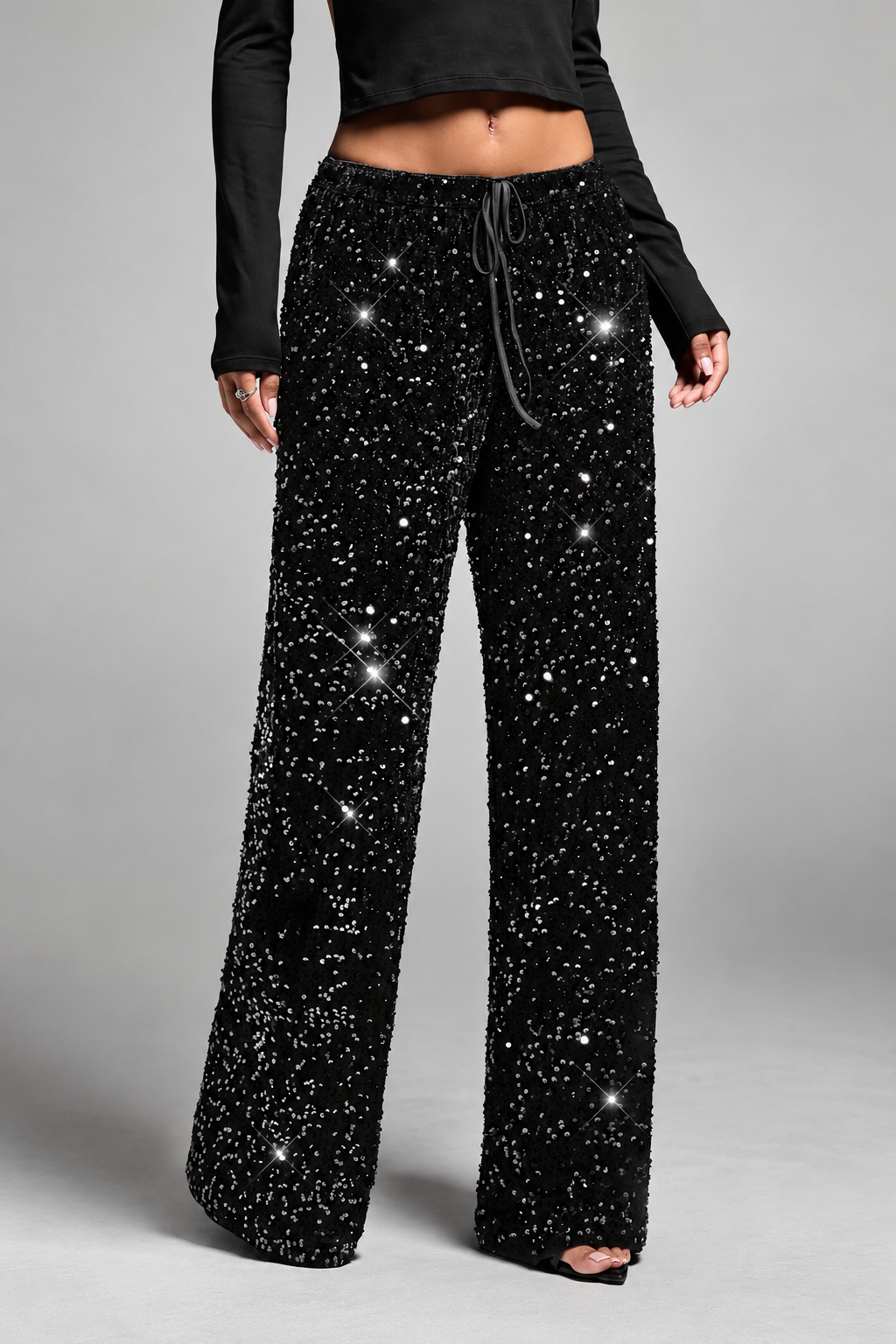 Sequin Wide-Leg Pants