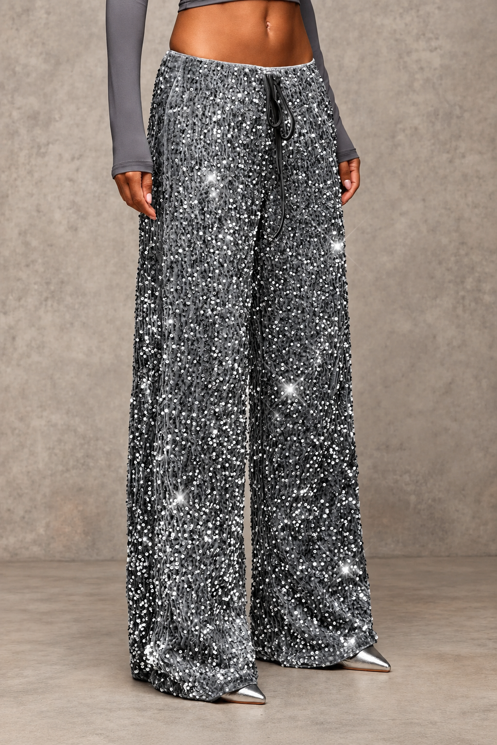 Sequin Wide-Leg Pants