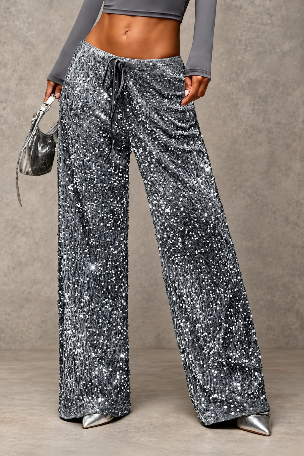 Sequin Wide-Leg Pants