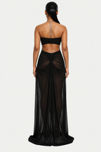 Draped Chain-Detail Cutout Maxi Dress