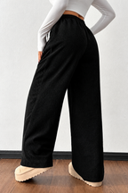 Ribbed Wide-Leg Drawstring Pants