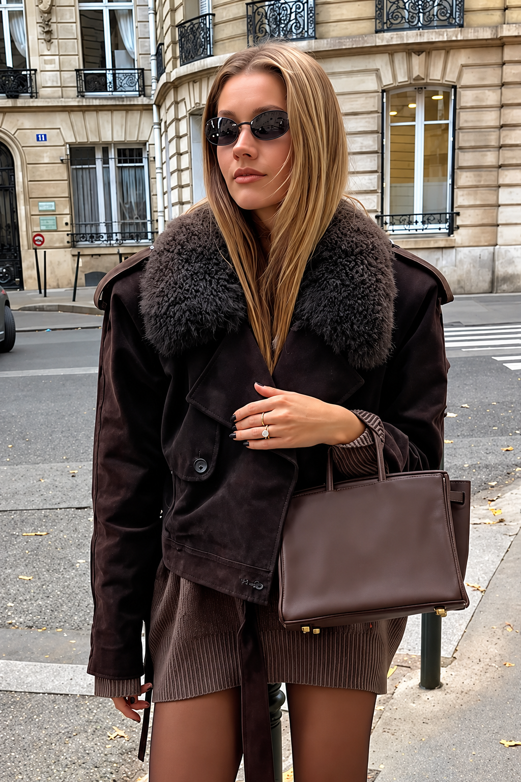 Faux Fur Collar Jacket