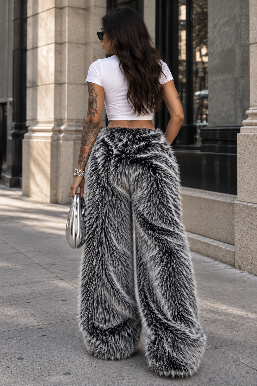 Luna Faux Fur Wide-Leg Pants