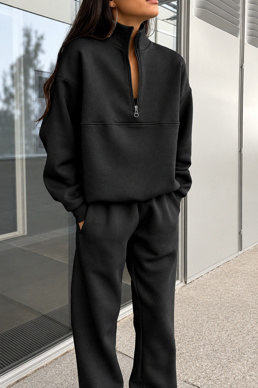 Relaxed Sweatshirt and Straight-Leg Pants Set