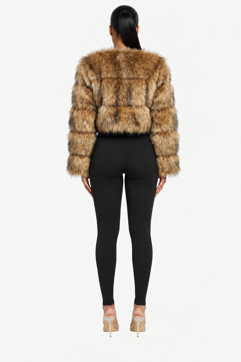 Textured Faux Fur Cropped Jacket