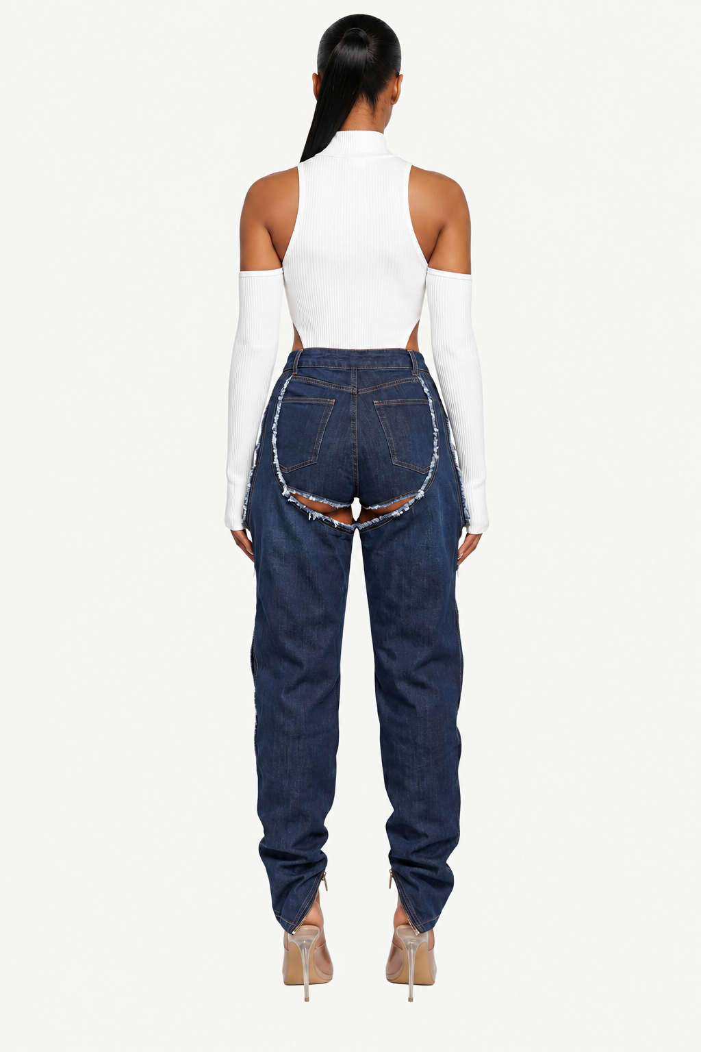Cutout Panel Baggy Jeans