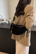 Suede-Look Crescent Shoulder Bag