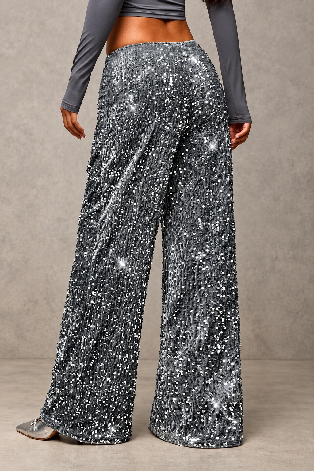 Sequin Wide-Leg Pants