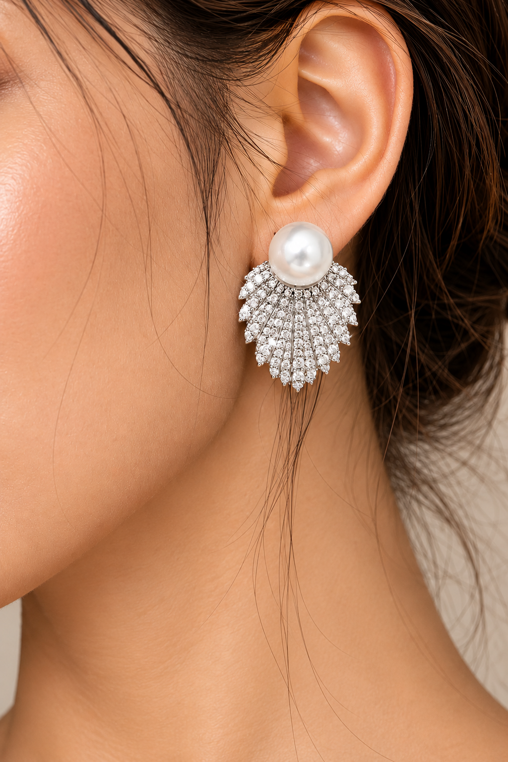 Pearl Rhinestone Statement Earrings