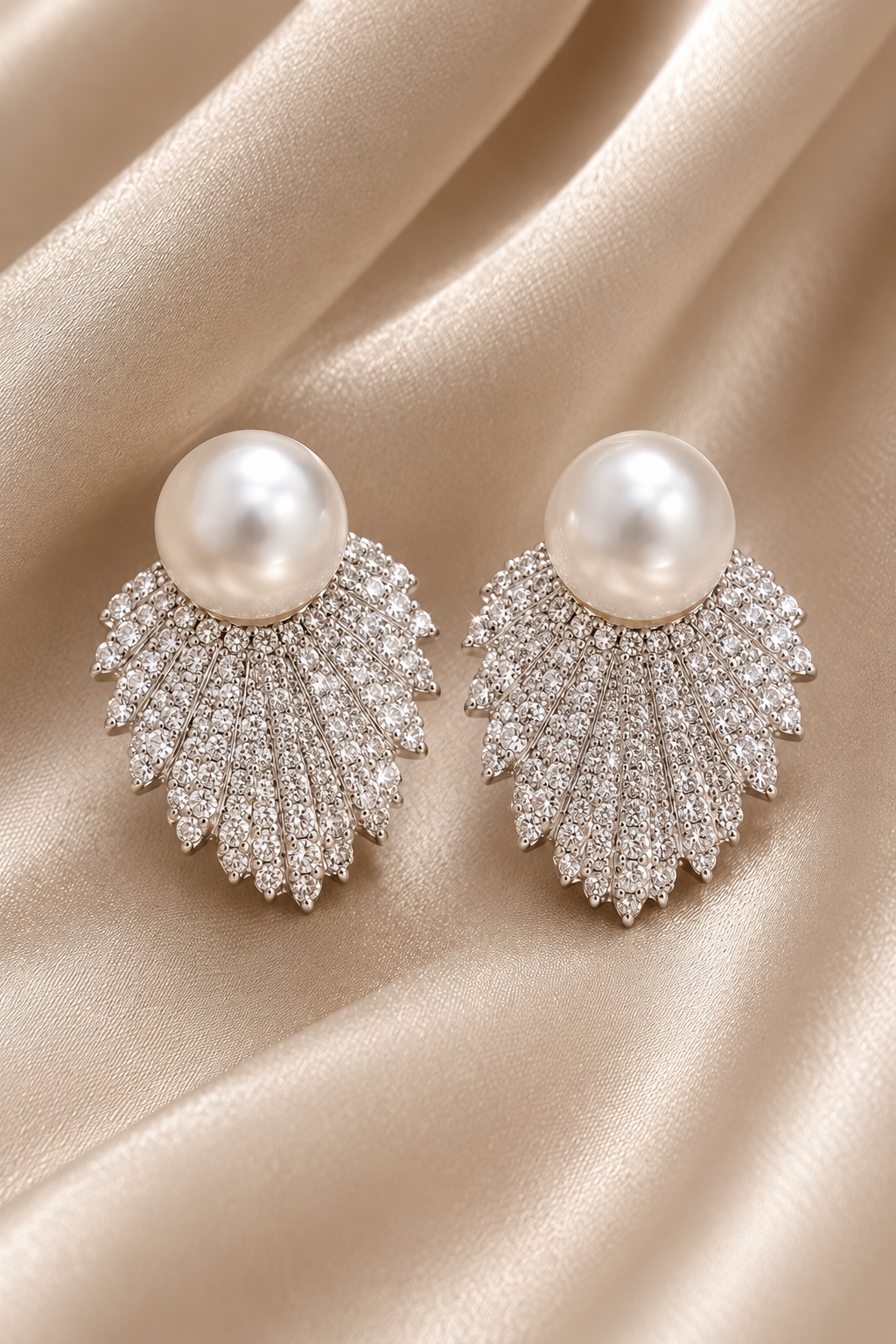 Pearl Rhinestone Statement Earrings