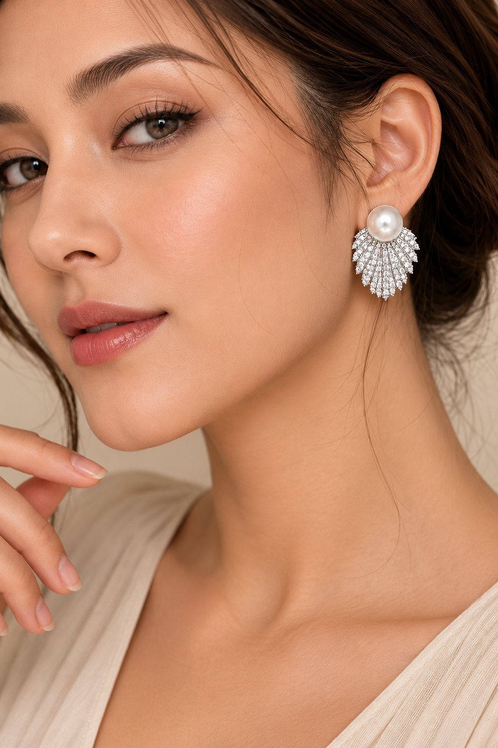 Pearl Rhinestone Statement Earrings
