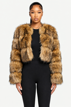 Textured Faux Fur Cropped Jacket
