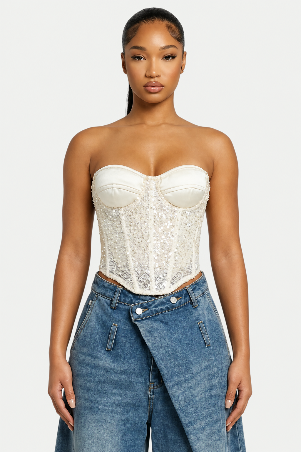 Sequin Strapless Corset Top