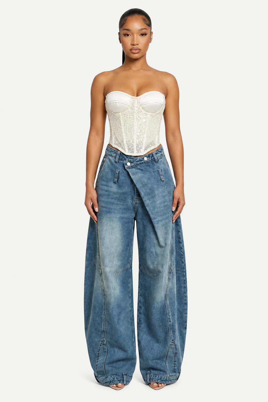 Sequin Strapless Corset Top