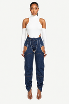 Cutout Panel Baggy Jeans