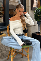 Off-Shoulder Ribbed Knit Sweater