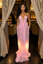 Draped Chain-Detail Cutout Maxi Dress