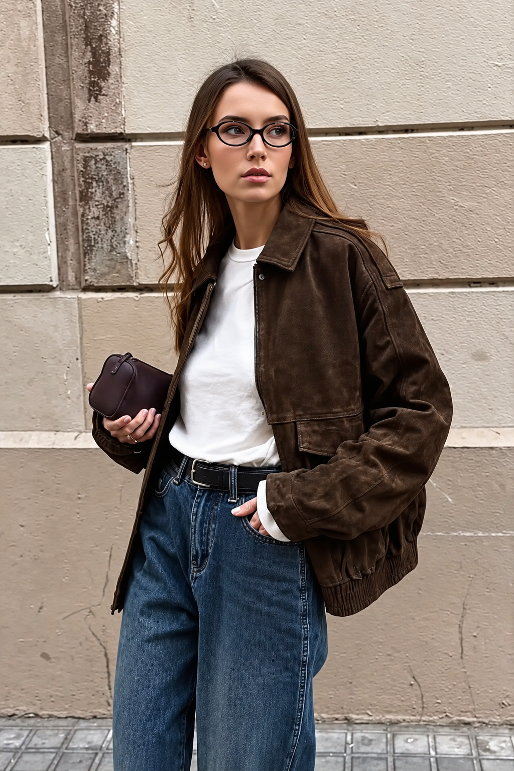 Avery Suede-Effect Bomber Jacket