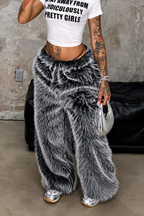 Luna Faux Fur Wide-Leg Pants