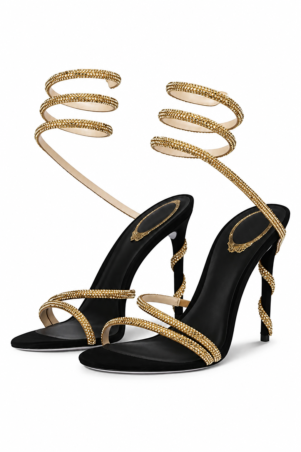 Crystal Lace-Up Stiletto Heels
