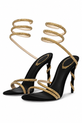 Crystal Lace-Up Stiletto Heels