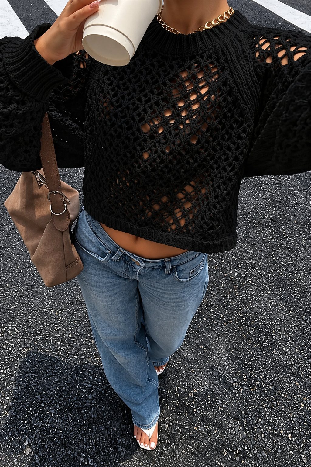 Open-Back Knit Sweater