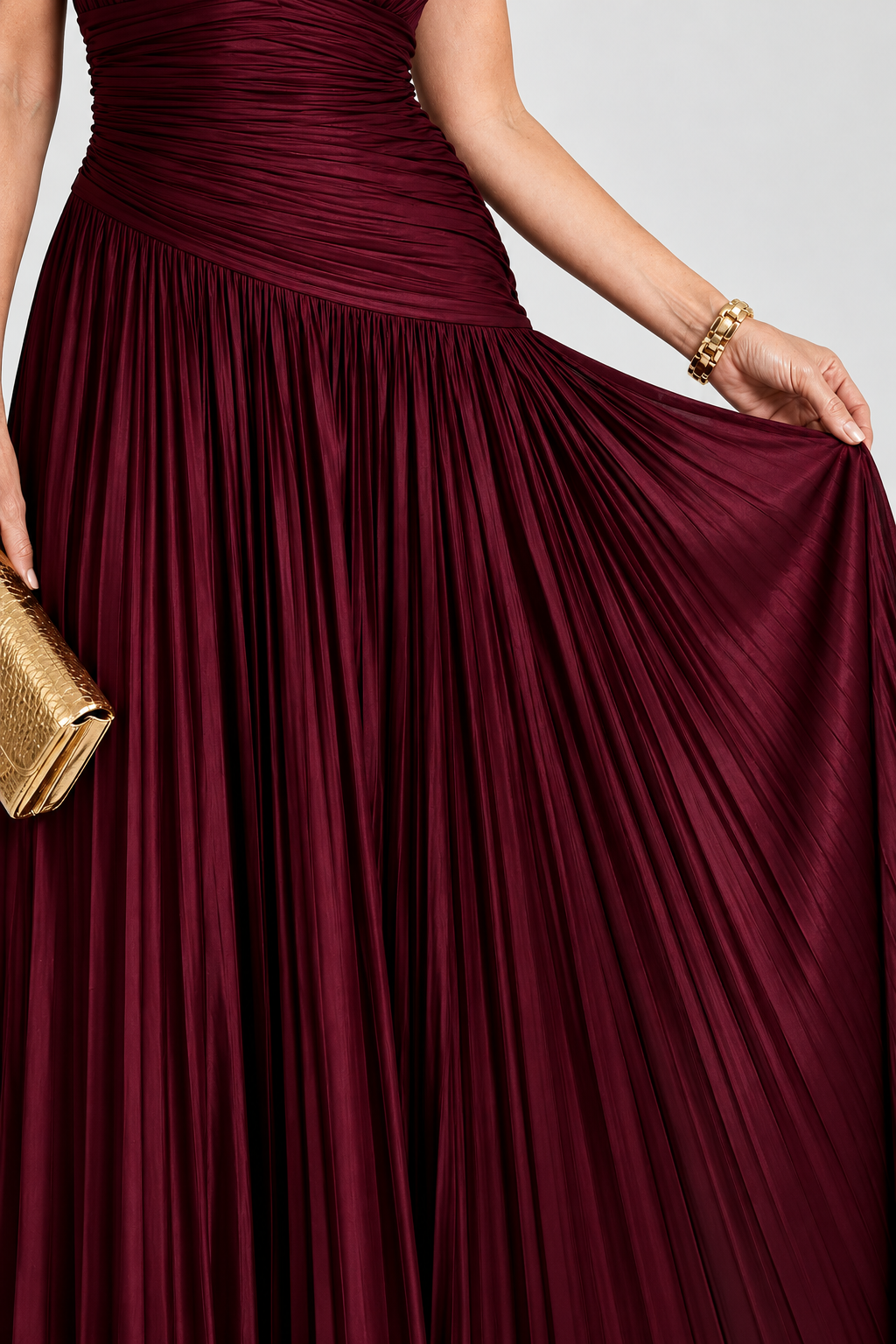 Ruched Pleated Maxi Dress
