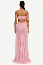 Draped Chain-Detail Cutout Maxi Dress