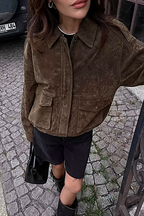 Avery Suede-Effect Bomber Jacket