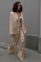 Sequin Wide-Leg Trousers