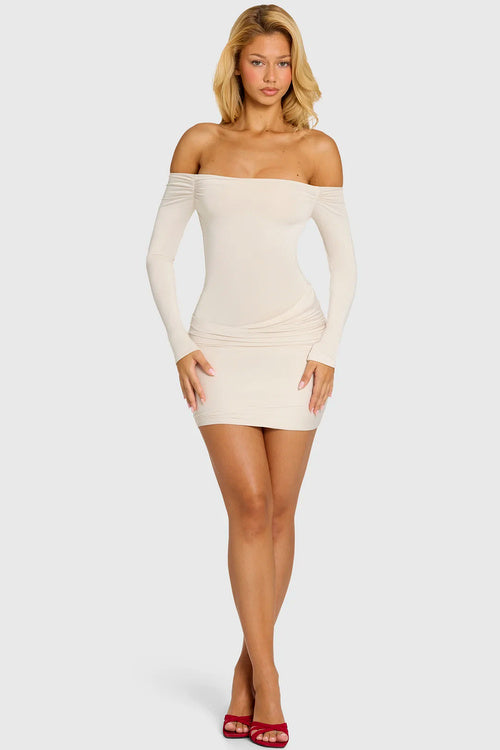 Ruched Off-Shoulder Mini Dress