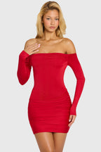 Ruched Off-Shoulder Mini Dress
